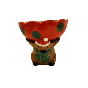 Vintage Christmas Reindeer Candy Dish 6" Round 6" Tall